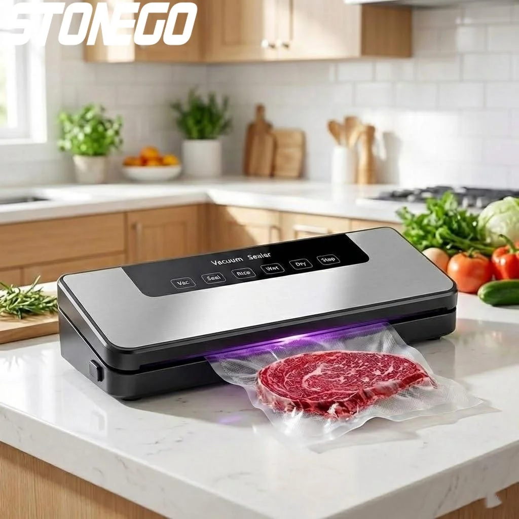 Food Vacuum Sealer Machine - Mesin Penyegel Vakum Otomatis 65kPa, Alat